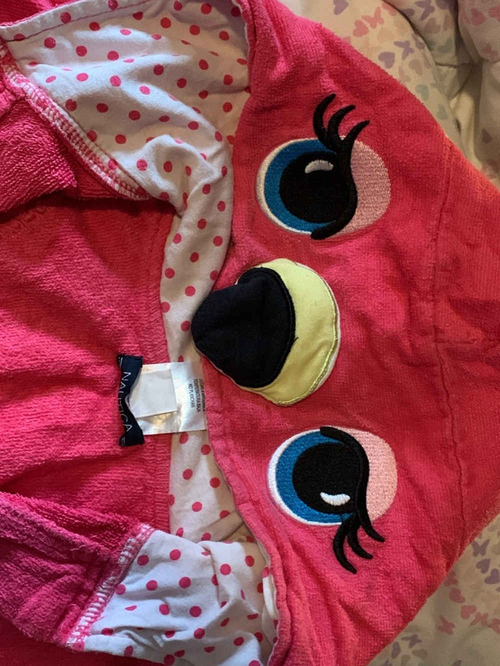 Nautica Hot Pink Hooded Animal Face Towel Robe